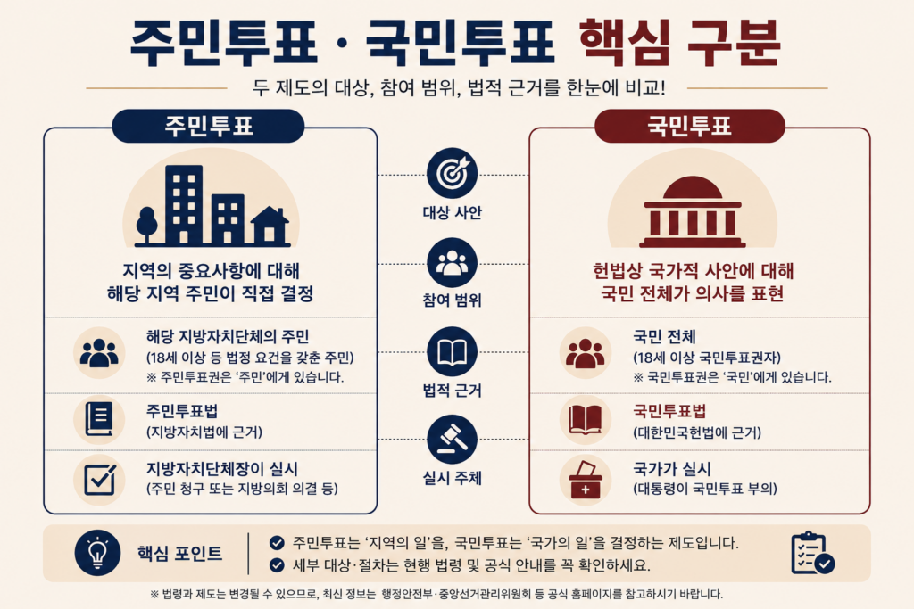 주민투표 국민투표 차이 핵심 구분 인포그래픽