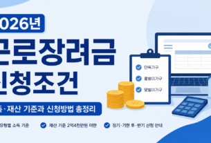 2026년 근로장려금 신청조건 소득 재산 기준과 신청방법