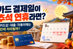 추석 연휴 카드대금 결제일과 금융거래 일정 안내