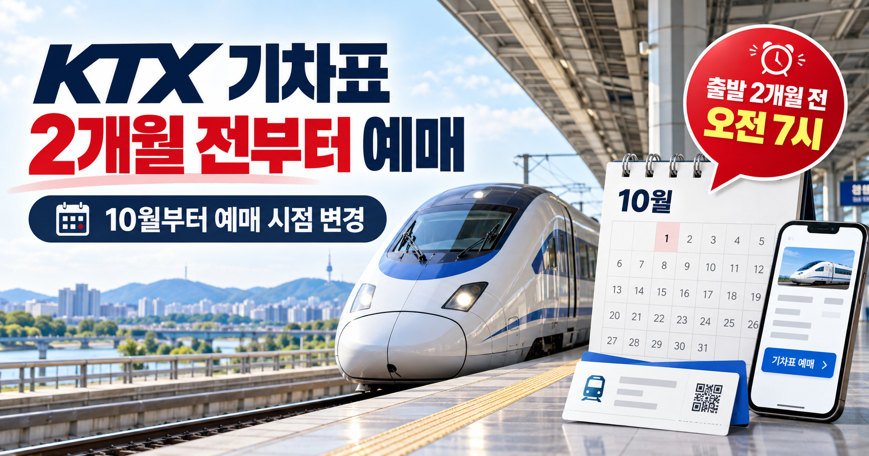 KTX 기차표 2개월 전 예매 10월 시행 안내